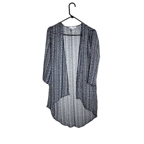 Say What? Womens Tribal Print Open-Front Cardigan XS \ Black & White - Picture 1 of 3